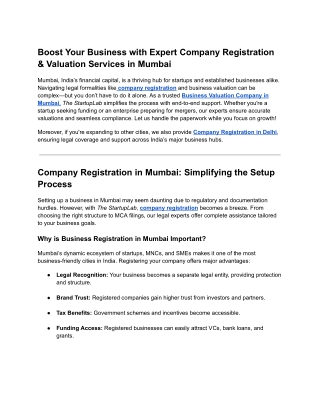 Boost Your Business with Expert Company Registration Valuation Services in Mumbai