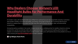 Why Dealers Choose Weiyao's LED Headlight Bulbs For Performance And Durability