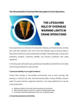 The Lifesaving Role of Overhead Warning Lights in Crane Operations