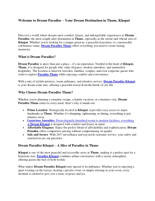 Welcome to Dream Paradise – Your Dream Destination in Thane, Khopat