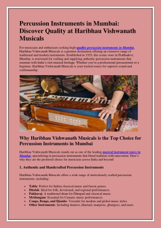 Percussion Instruments in Mumbai