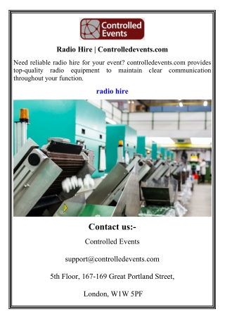 Radio Hire  Controlledevents.com