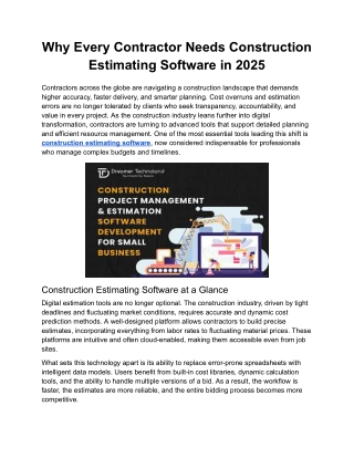 Why Every Contractor Needs Construction Estimating Software in 2025