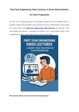 First-Year Engineering Video Lectures-A Smart Study Solution for Exam Preparation