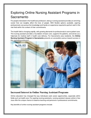 Train Online to Be a CNA in Sacramento – Fast & Affordable Programs