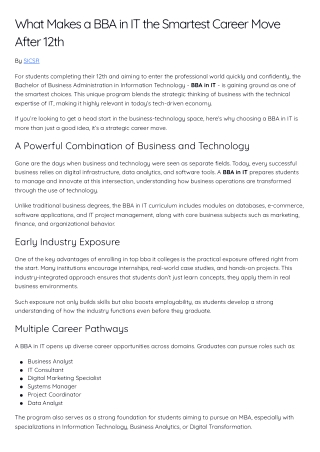 What Makes a BBA in IT the Smartest Career Move After 12th