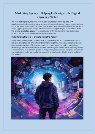 Marketing Agency – Helping Us Navigate the Digital Currency Niche!