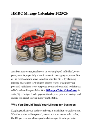 HMRC Mileage Calculator