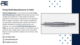 Pump Shaft Manufacturer in India