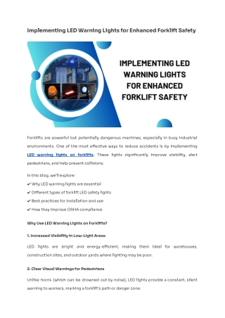 Implementing LED Warning Lights for Enhanced Forklift Safety
