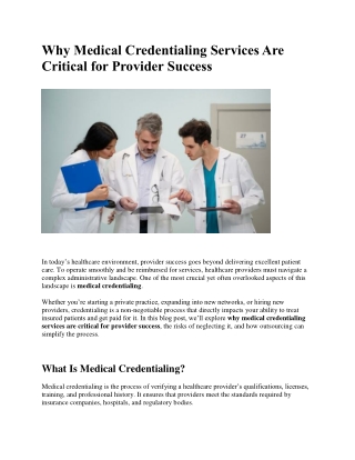 Why Medical Credentialing Services Are Critical for Provider Success