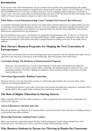 What Makes a Great Entrepreneurship Course? Insights from Tucson’s Best Educator