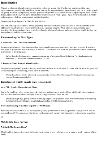 Choosing the Right Type of Car Glass for Your Vehicle