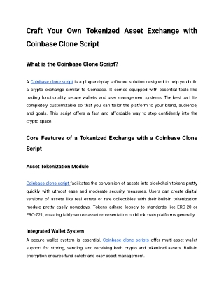 Craft Your Own Tokenized Asset Exchange with Coinbase Clone Script