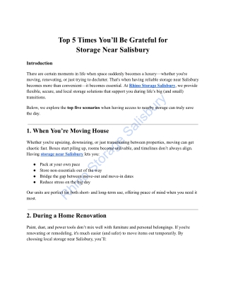 Top 5 Times You’ll Be Grateful for Storage Near Salisbury