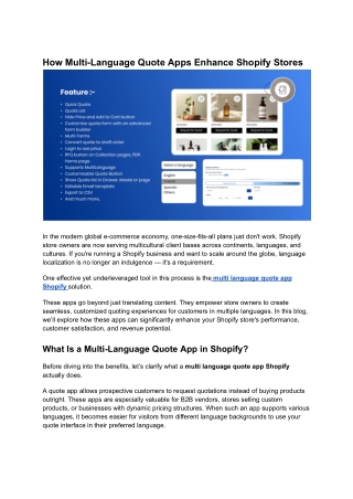 How Multi-Language Quote Apps Enhance Shopify Stores