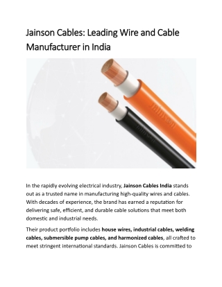 wire and cables manufacturer in india