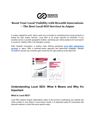 Boost Your Local Visibility with Rewathi Innovations – The Best Local SEO Services in Jaipur