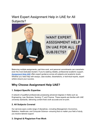 Want Expert Assignment Help in UAE for All Subjects