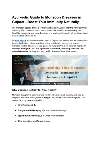 Ayurvedic Guide to Monsoon Diseases in Gujarat - Boost Your Immunity Naturally