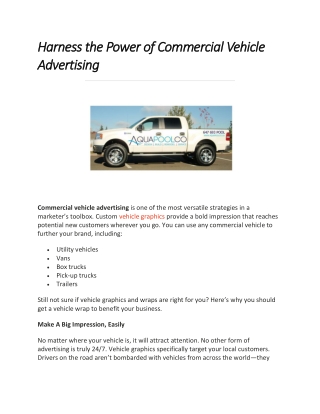 Harness the Power of Commercial Vehicle Advertising