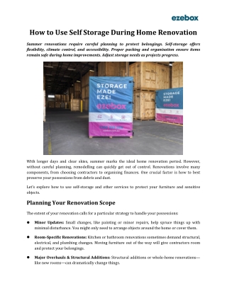 How to Use Self Storage During Home Renovation