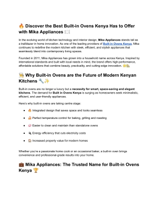 Built in Ovens Kenya MIka
