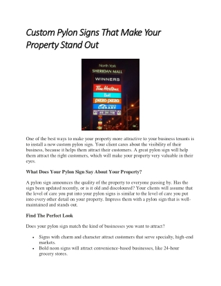 Custom Pylon Signs That Make Your Property Stand Out