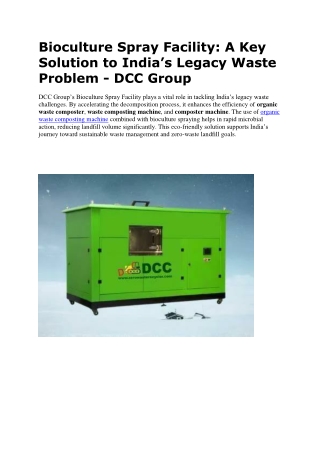 Bioculture Spray Facility