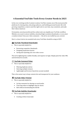 6 Essential YouTube Tools Every Creator Needs in 2025