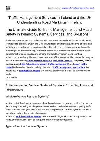 Traffic Management Services in Ireland and the UK Understanding Road Markings in