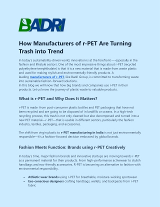 How Manufacturers of rPET Are Turning Trash into Trend