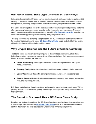 Want Passive Income Start a Crypto Casino Like BC. Game Today!!!
