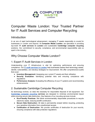 Computer Waste London_ Your Trusted Partner for IT Audit Services and Computer Recycling