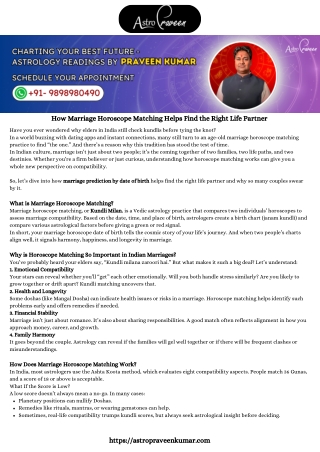 How Marriage Horoscope Matching Helps Find the Right Life Partner