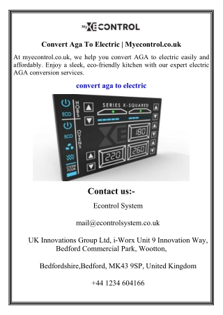Convert Aga To Electric  Myecontrol.co.uk