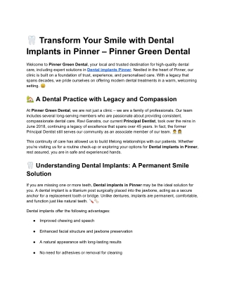 Dental implants Pinner Dental