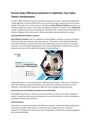 Proven Sales Efficiency Solutions to Optimize Your Sales Team