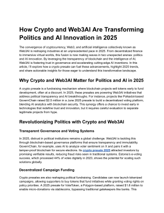 How Crypto and Web3AI Are Transforming Politics and AI Innovation in 2025