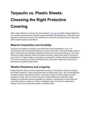 Choosing the Right Protective Covering