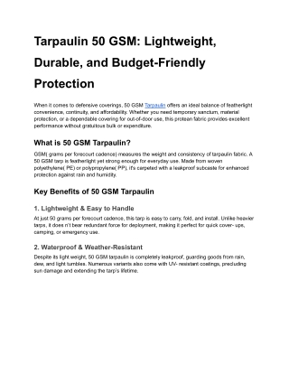 Tarpaulin 50 GSM_ Lightweight, Durable, and Budget-Friendly Protection