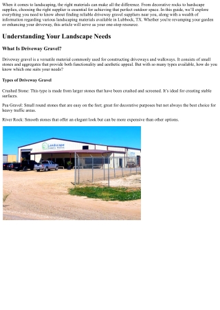 Finding Reliable Driveway Gravel Suppliers Near You—A Comprehensive Guide!