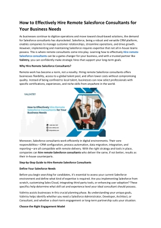 How to Effectively Hire Remote Salesforce Consultants for Your Business Needs