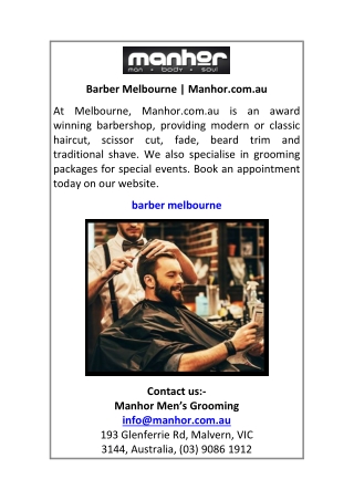 Barber Melbourne Manhor.com.au