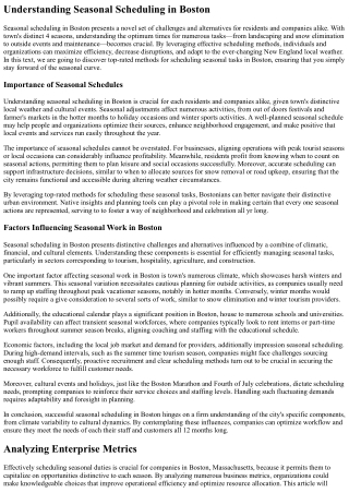 Top-Rated Methods For Scheduling Seasonal Tasks In Boston, Massachusetts