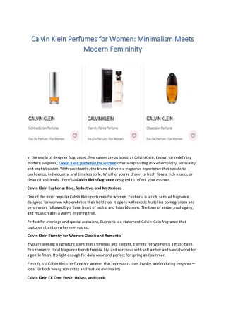 Calvin Klein Perfume for Women