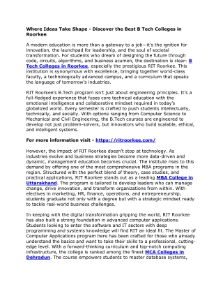 Where Ideas Take Shape - Discover the Best B Tech Colleges in Roorkee