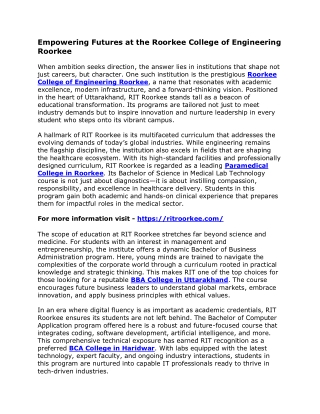 Empowering Futures at the Roorkee College of Engineering Roorkee