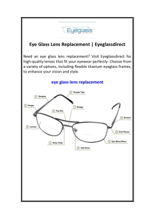 Eye Glass Lens Replacement  Eyeglassdirect