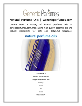 Natural Perfume Oils  Genericperfumes.com
